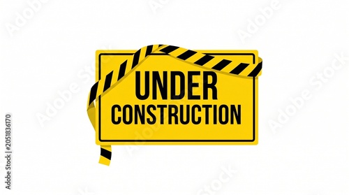 Under Construction Warning Sign with Caution Tape