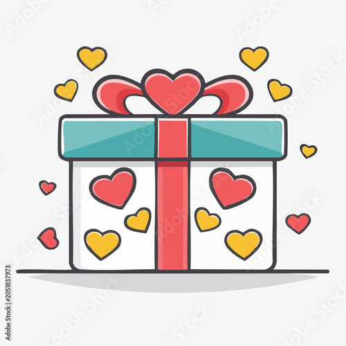 Gift Box with Hearts Illustration