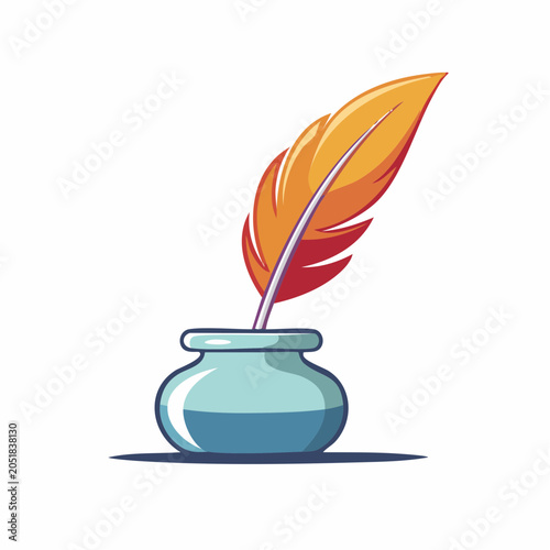 Quill Pen and Inkwell Illustration
