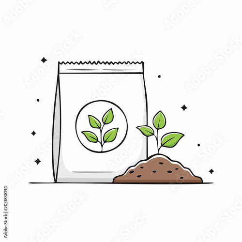 Seedling and Bag of Seeds Illustration