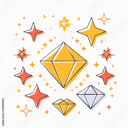 Sparkling Diamonds and Stars Illustration