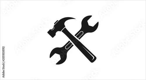 Quadro su tela Crossed Hammer and Wrench Icon Symbol.