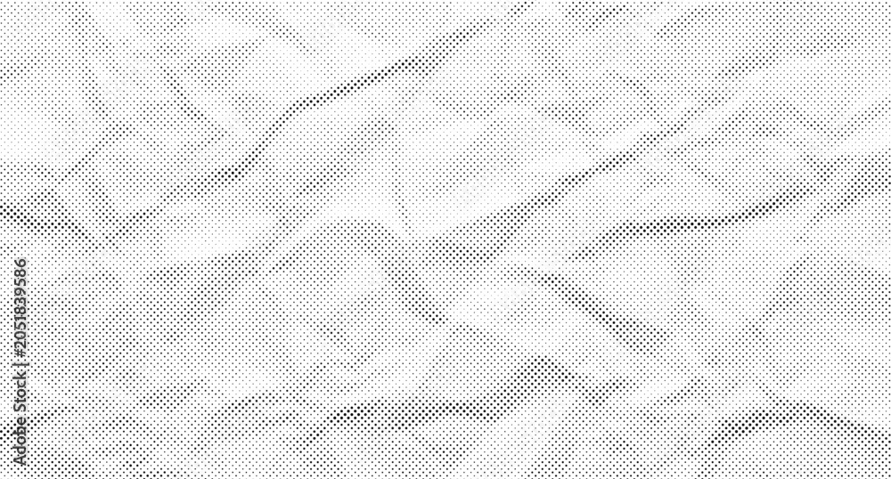 Fototapeta premium Wrinkled paper halftone background with dotted texture and rough folds. Aged creased sheet in comic style with gritty grain overlay.