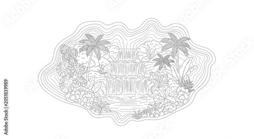 Photography Tropical Island Palm Trees Beach Scene.