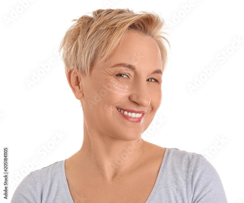 Mature woman with marked fa...