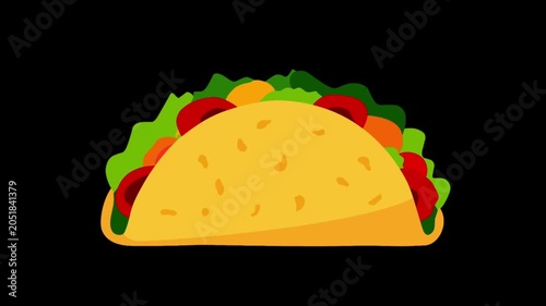 2D Animated Taco with Fresh Vegetables for Mexican Food Celebration