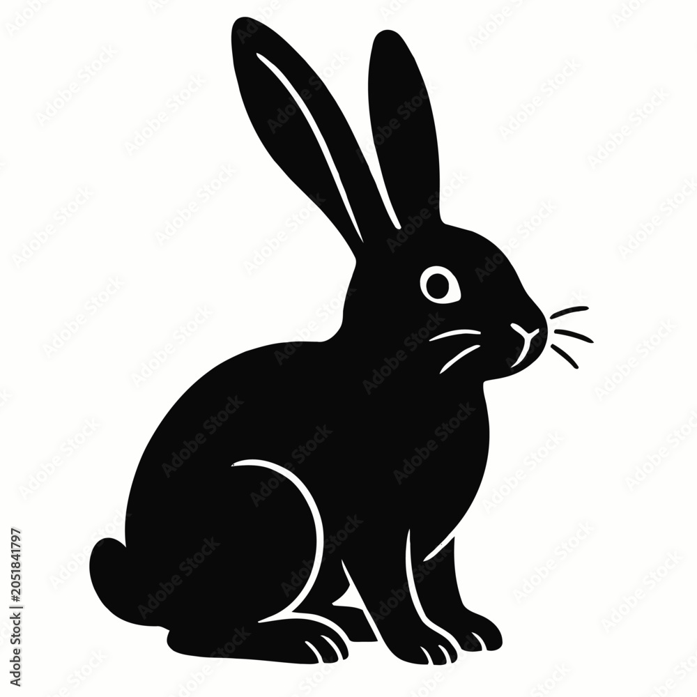Obraz premium Simple silhouette vector illustration of a long-eared rabbit in clean style