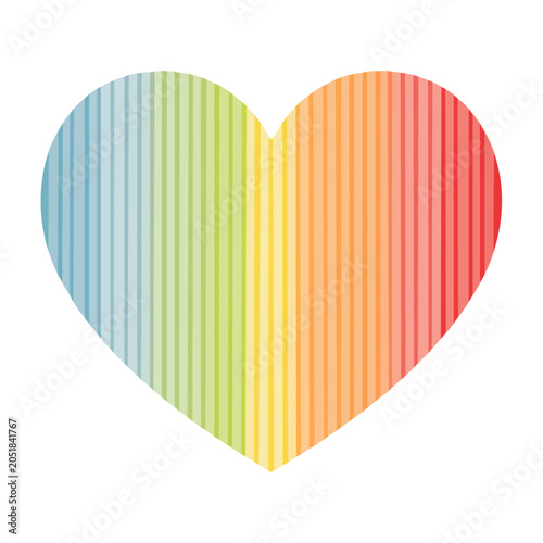 Rainbow heart with vertical stripes