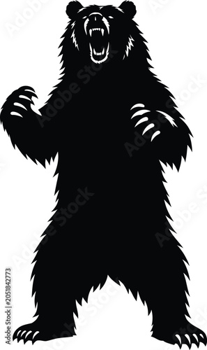 Aggressive Grizzly Bear Silhouette Vector