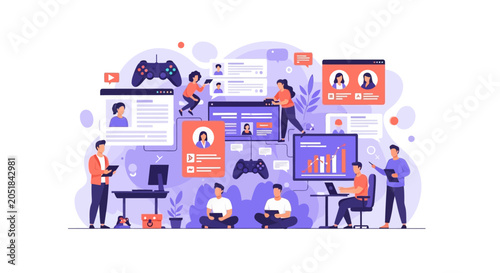 Professional video game development team working on new software projects.