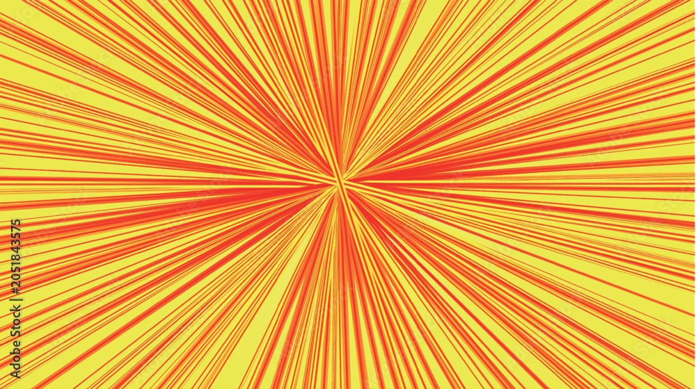 Fototapeta premium Vibrant Red and Yellow Comic Speed Line Background Effect