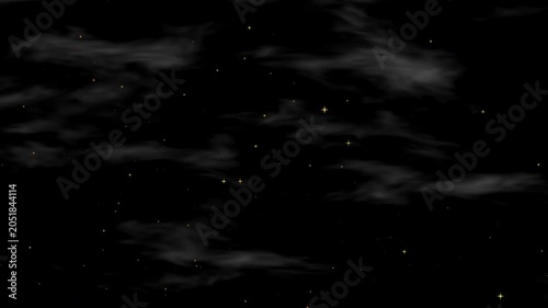 A serene dark night sky with scattered stars and wispy clouds, perfect for backgrounds or astronomy themes.