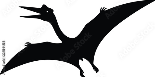 Obraz na płótnie Flying Pterosaur Dinosaur Silhouette Vector Illustration Isolated Prehistoric Re