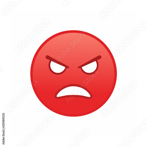 Red angry face icon, flat design