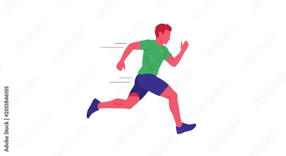 Obraz premium Man Running in Green Shirt.