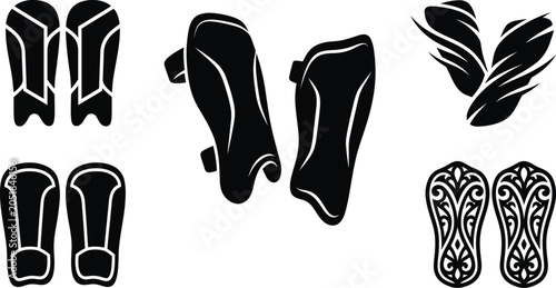 Photography High-Contrast Soccer Protection Gear Icon Set: Clean Vector Graphic Bundle of At