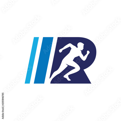 Running Marathon Logo Icon Design Illustration, Runner Athlete Silhouette