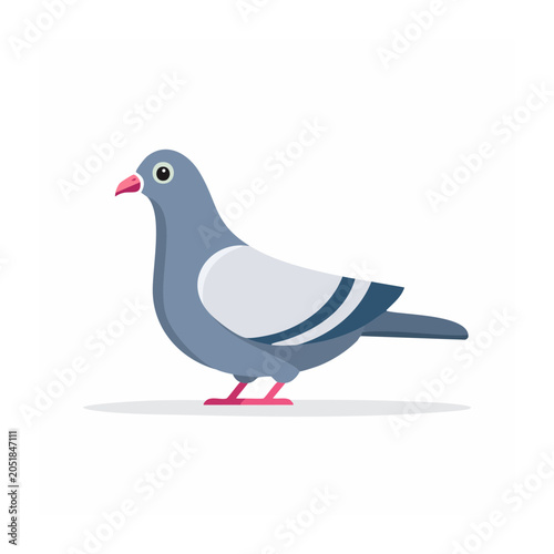 Flat design illustration of a pigeon bird