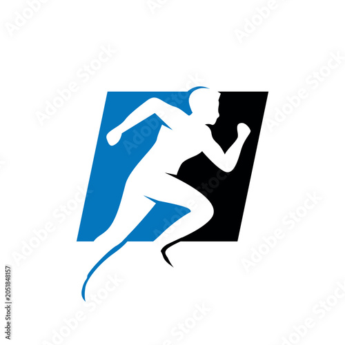 Running Marathon Logo Icon Design Illustration, Runner Athlete Silhouette