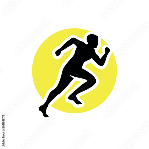 Running Marathon Logo Icon Design Illustration, Runner Athlete Silhouette
