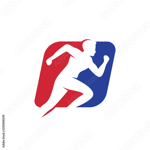 Running Marathon Logo Icon Design Illustration, Runner Athlete Silhouette