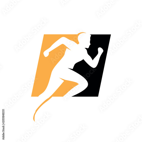 Running Marathon Logo Icon Design Illustration, Runner Athlete Silhouette