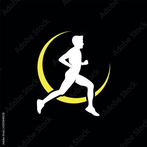 Running Marathon Logo Icon Design Illustration, Runner Athlete Silhouette