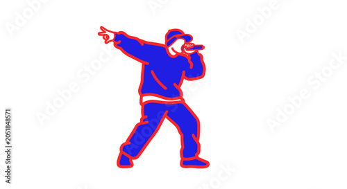 Man rapping with microphone in hand.