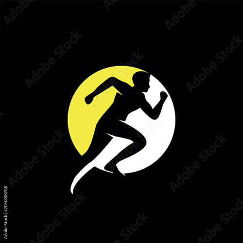 Running Marathon Logo Icon Design Illustration, Runner Athlete Silhouette