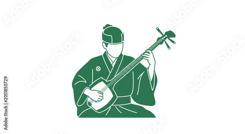 Cuadro en lienzo Man playing traditional Chinese musical instrument.