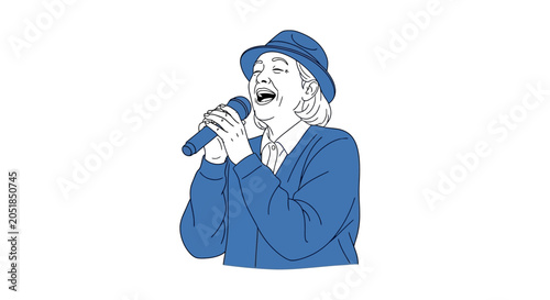 Εκτύπωση καμβά Man singing into a microphone.
