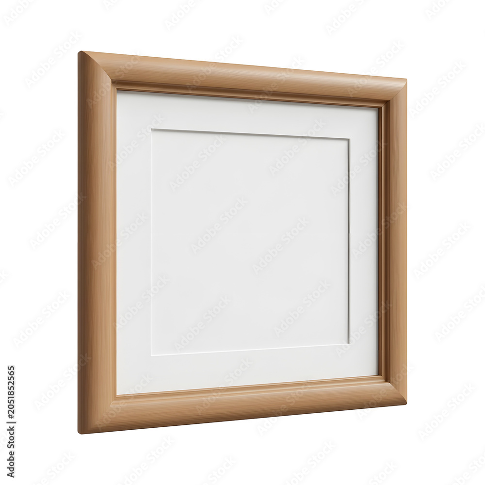 Fototapeta premium Wooden Picture Frame with White Mat