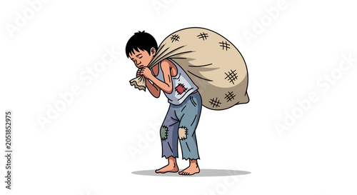 Foto Child Labor and Poverty Awareness Illustration