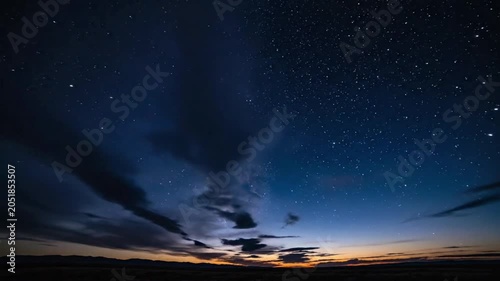 Sunset sky timelapse showing changing colors after sunset in a sky view at a flat landscape in the evening