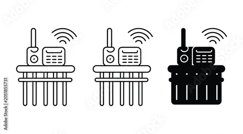 Quadro em tela Wireless IoT sensor on wooden pallet icon set featuring smart logistics technolo
