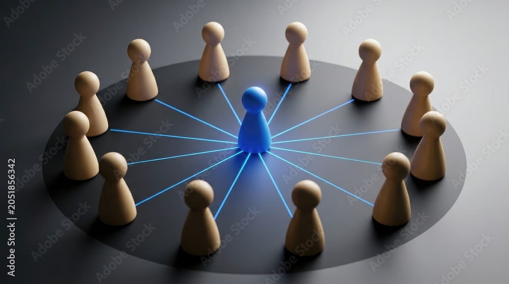 Obraz premium Business team around leader with glowing connections