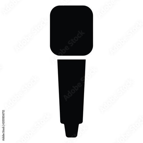 Handheld Microphone Icon Silhouette Vector Audio Communication Broadcast Symbol Isolated on White Background