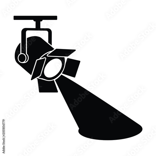 Spotlight Icon Silhouette Vector Stage Lighting Theater Event Production Symbol Isolated on White Background