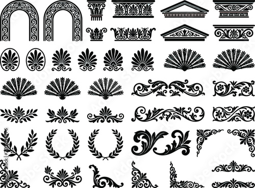Classical Black and White Architectural Decorative Ornament Set