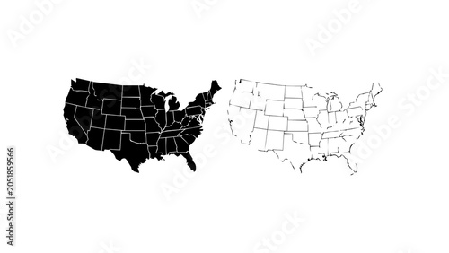 Schilderij op canvas United States Map Icons With State Borders