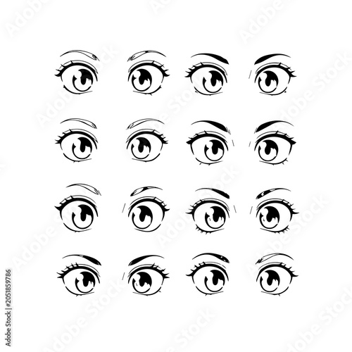 Fotografie Set of Anime Style Eye Expressions Collection