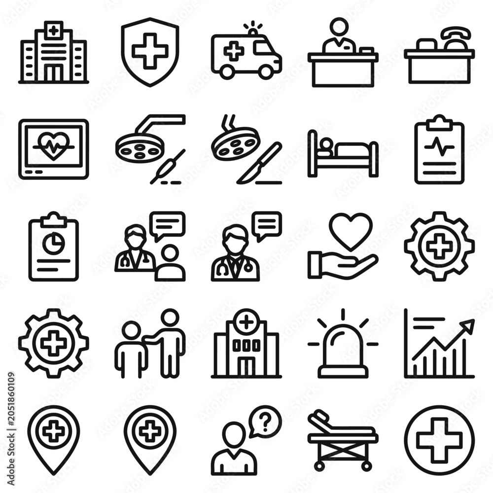 Fototapeta premium Medical Health Care Icons Symbols.
