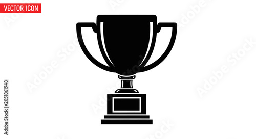 Black silhouette of a trophy cup on a white background, vector icon.