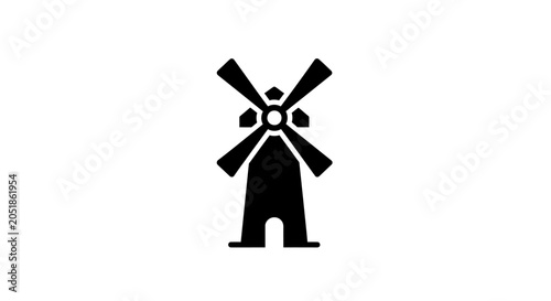 Black silhouette of a windmill icon on a white background