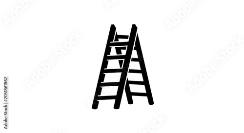 Black Silhouette of an A-Frame Ladder on a White Background