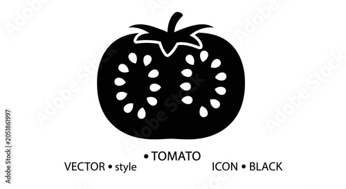 Black Silhouette Tomato Icon Vector Illustration