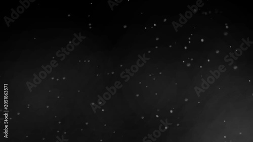 Floating Snow Particles Animation on Dark Background with Atmospheric Smoke Effect, Cinematic Motion Graphic Overlay for Videos, Titles, and Visual Effects