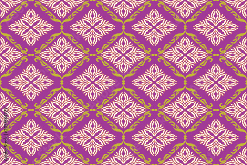 Картината върху платно Thai traditional applied pattern seamless vector on violet background