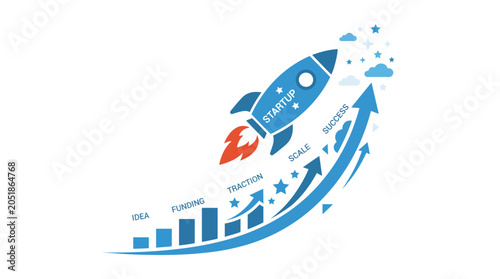 Bild auf Leinwand Rocket Ship Launching into Space.