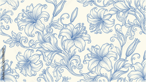 Foto Pastel floral pattern background, hand drawn flower illustration, seamless repea